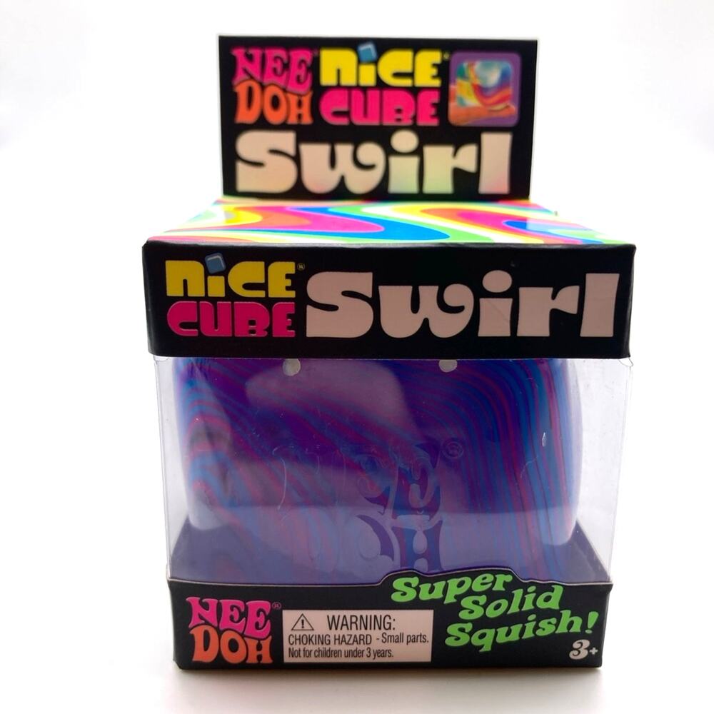 Schilling Nee Doh Nice Cube Swirl Solid Squish Sensory Toy Purple Blue Pink